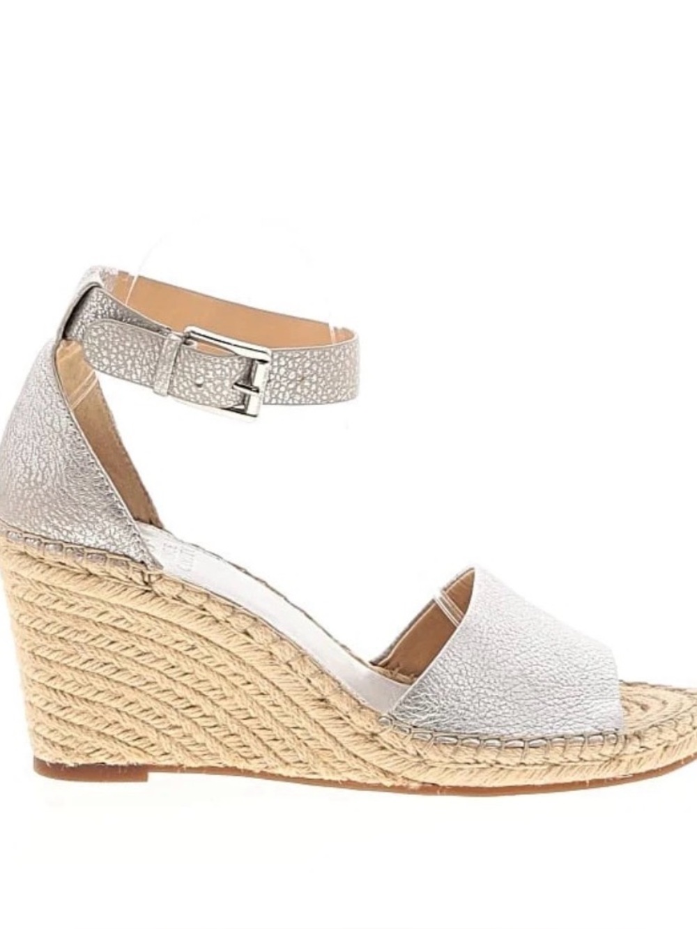 Vince Camuto Metallic Silver Espadrille Wedge Sandals